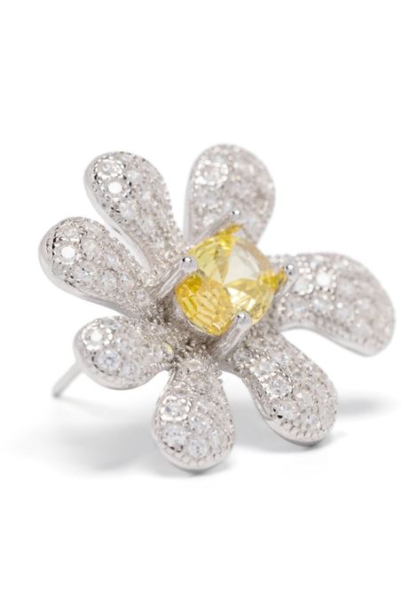 Silver and yellow Squashed Blossom crystal single earring Collina strada - women COLLINA STRADA | XX1007CRYSTL